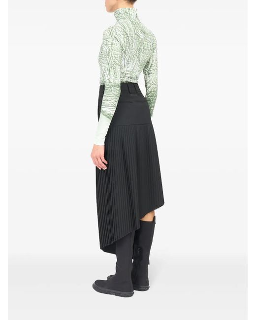 MM6 by Maison Martin Margiela Black Asymmetric Fluid Gabardine Maxi Skirt