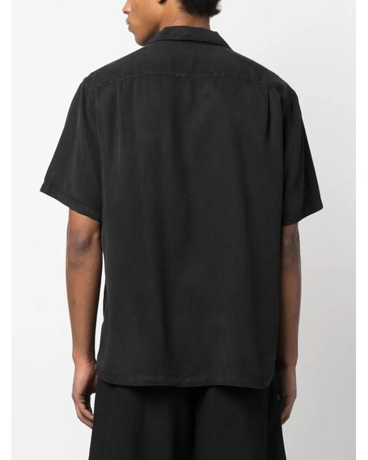 Portuguese Flannel Black Tencel Short-Sleeved Shirt for men