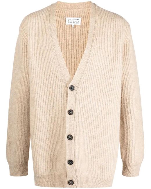 Maison Margiela Natural V-Neck Alpaca-Blend Cardigan for men