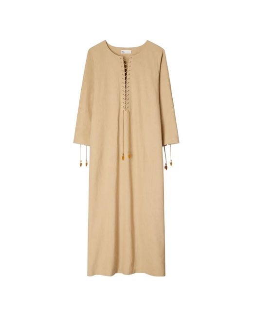 Tory Burch Linnen Kaftan in het Natural