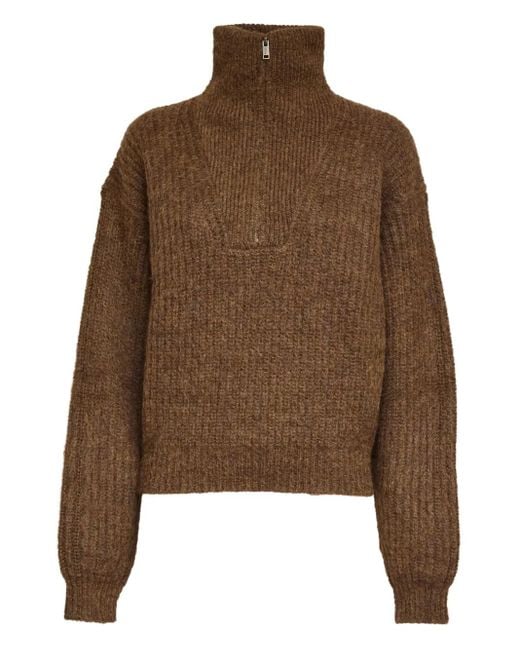 Isabel Marant Brown Danita Pullover mit kurzem Reißverschluss