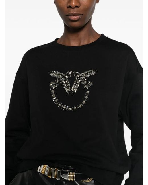 Pinko Black Love Birds Embellished Sweater