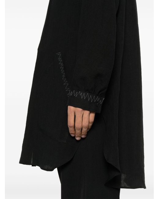 Camicia con ricamo a zigzag di Yohji Yamamoto in Black da Uomo