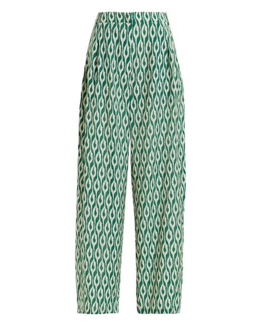 Essentiel Antwerp Green Ihalton Geometric-Print Trousers