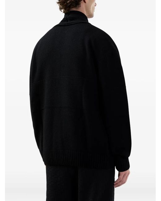 Gcds Black V-Neck Cardigan for men