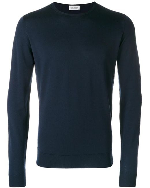 John Smedley Blue Crew-Neck Knit Jumper for men