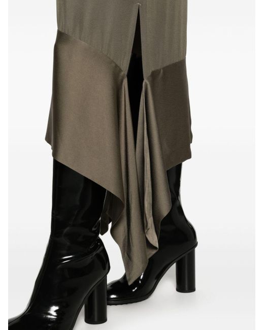 Totême  Green Asymmetric Crepe-texture Midi Skirt