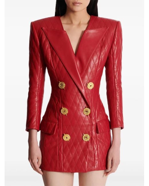 Balmain Gewatteerde Mini-Jurk in het Red