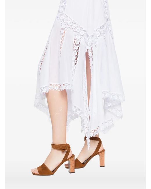 Charo Ruiz White Blossel Asymmetric-Hem Midi Dress