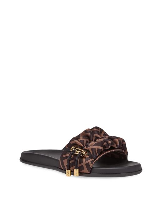 Fendi Brown Logo Slide Sandals