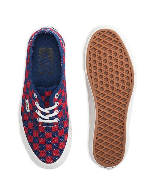 Vans White Premium Authentic Checkerboard Lace-Up Sneakers