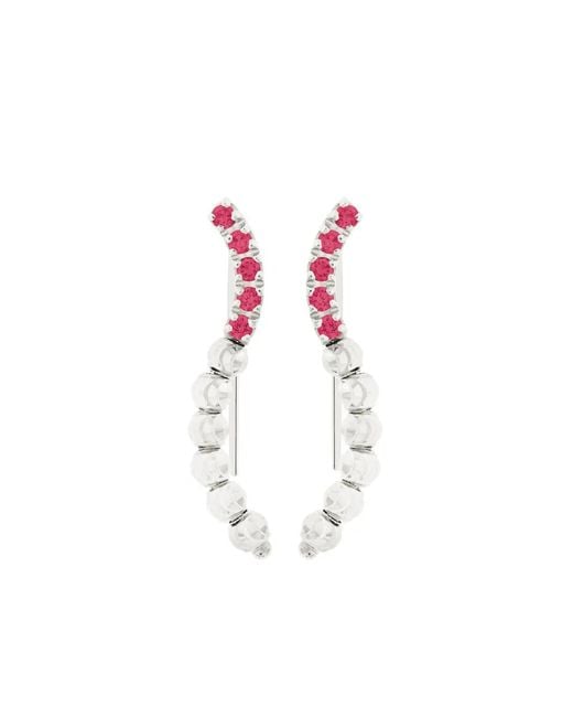 Officina Bernardi White 18Kt Moon Eden Ruby Cuff Earrings