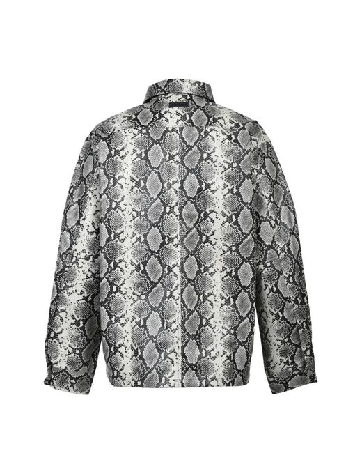 BREATH Gray Python-Print Pocket Shirt for men
