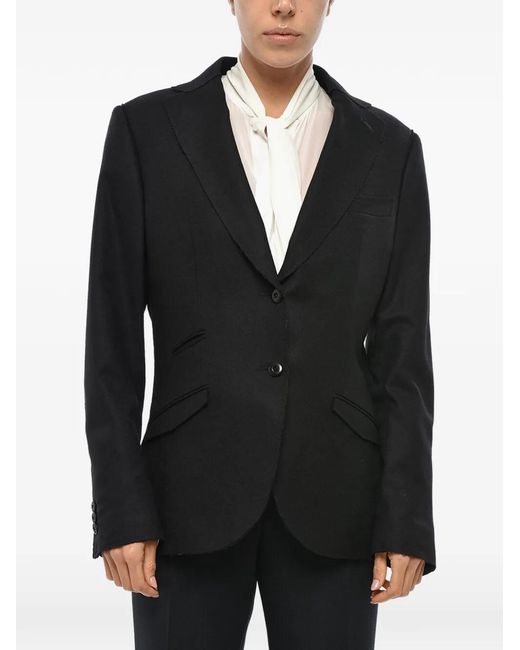Maurizio Miri Black Raw-Edge Single-Breasted Blazer