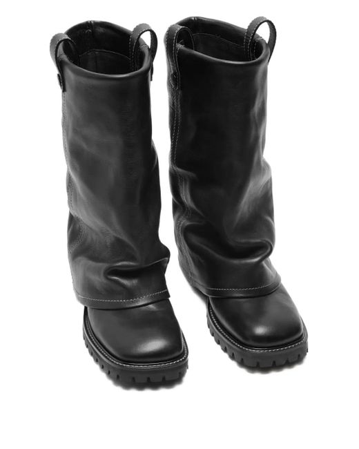 Acne Black Slouch Calf Leather Boots for men