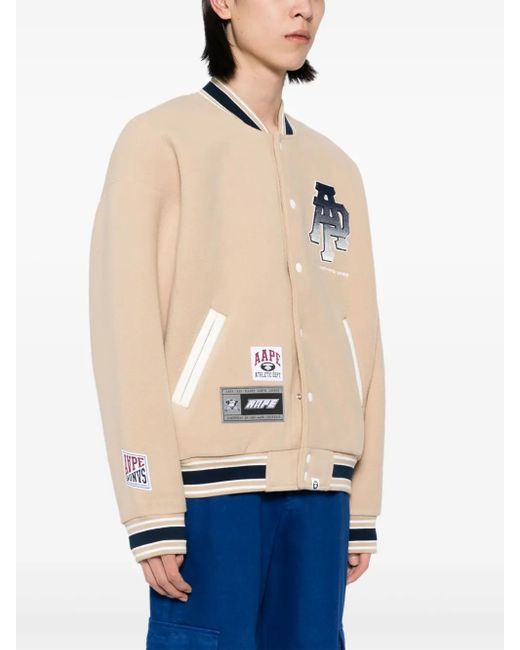 Aape By A Bathing Ape Natural Logo Varsity Jacket for men