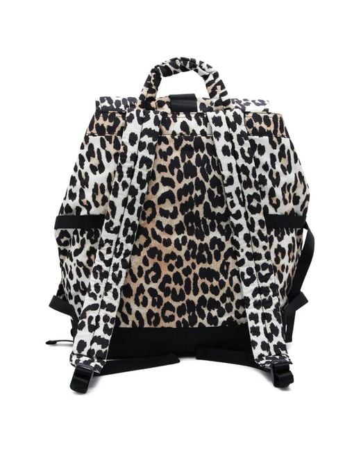 Ganni Black Leopard-Print Backpack