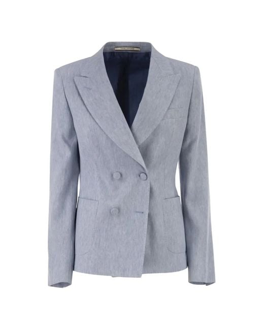 Tagliatore Blue Double-Breasted Blazer