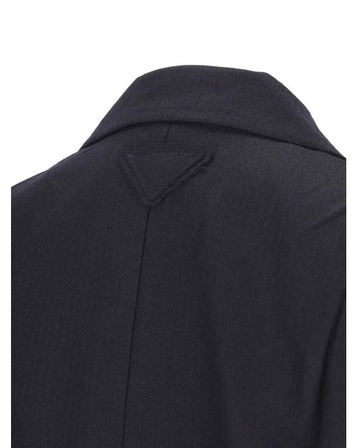 Prada Black Herringbone Single-Breasted Blazer