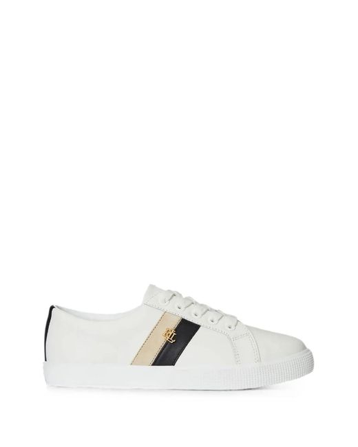 Polo Ralph Lauren White Janson Ii Lace-Up Sneakers
