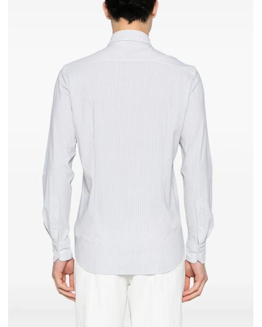 Dell'Oglio White Striped Spread-Collar Shirt for men