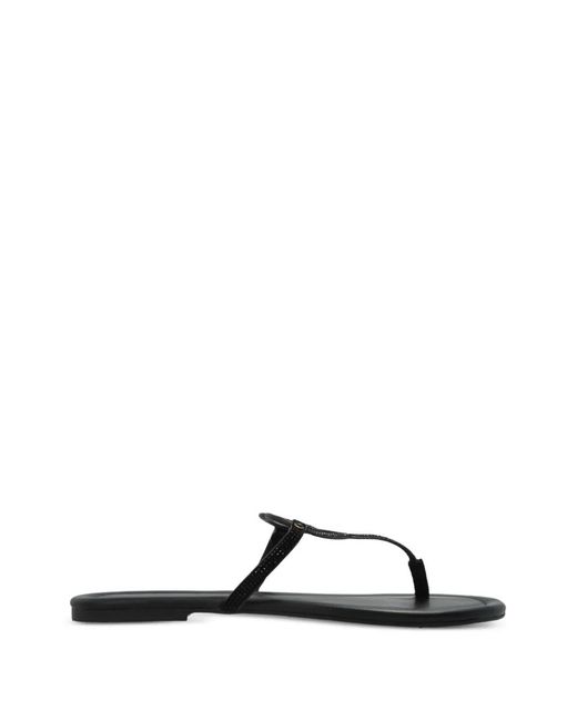 Kurt Geiger Black Heart-Detail Flat Leather Sandals