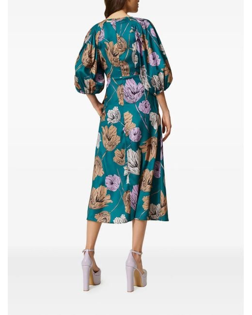 Abito Midi Con Maniche A Palloncino di Twinset in Blue
