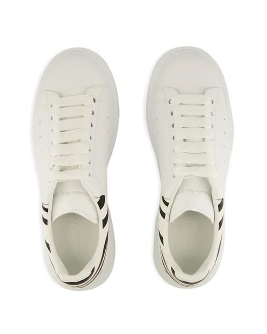 メンズ Alexander McQueen ゼブラパネル レザースニーカー White