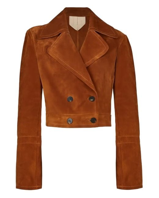 Ferragamo Brown Double-Breasted Cropped Jacket
