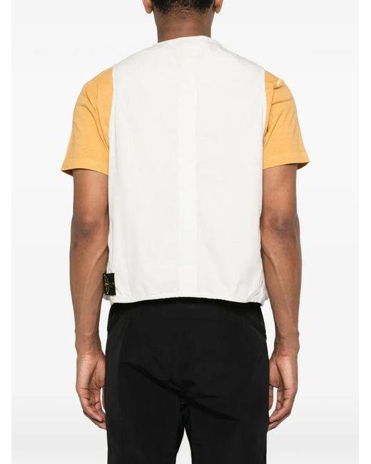 Stone Island White Zip Pocket Gilet for men