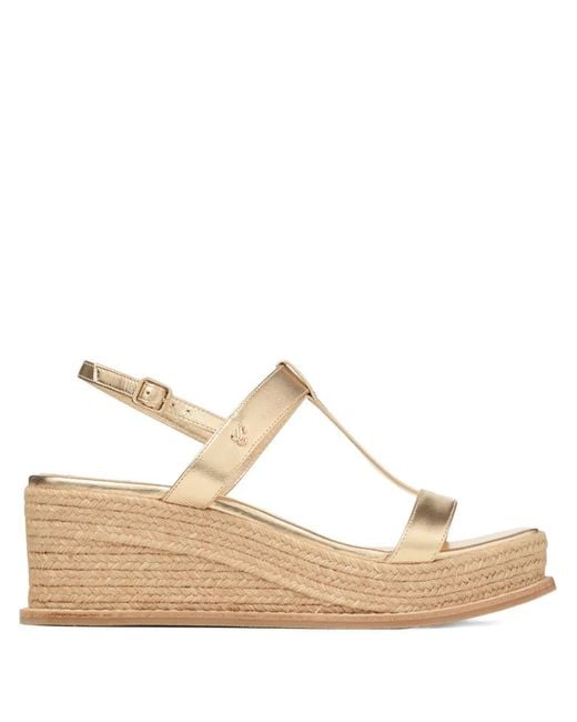 Jimmy Choo Natural Theia 60 Leather Wedge Sandals