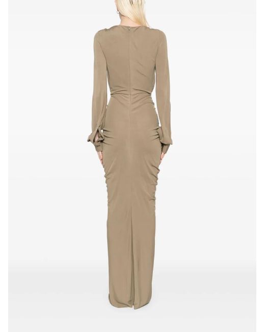 Vestido drapeado con cuello barco Christopher Esber de color Natural