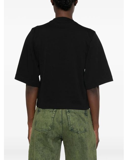 Palm Angels Black Round-Neck Logo-Print T-Shirt