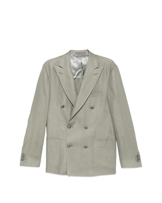 Corneliani Gray Academy Light Double-Breasted Patch-Pocket Jacket for men