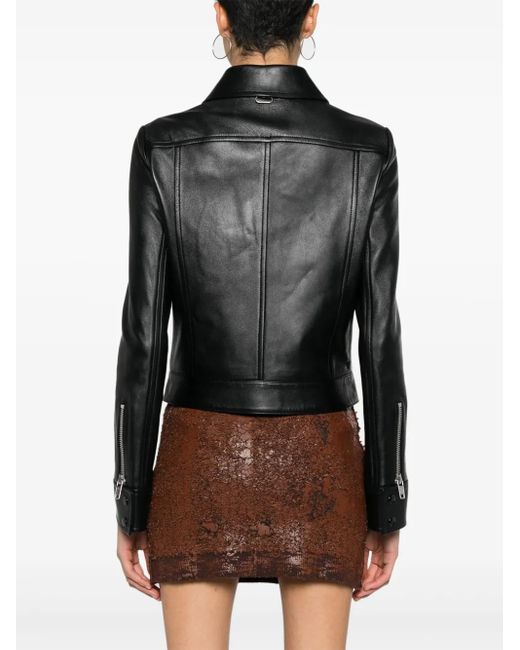 Courreges Black Iconic Zip-Up Leather Jacket