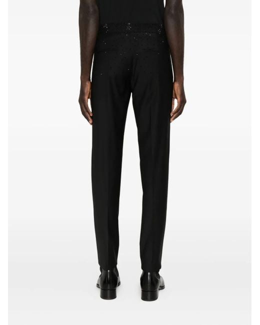 Patrizia Pepe Black Rhinestone-Embellished Trousers for men