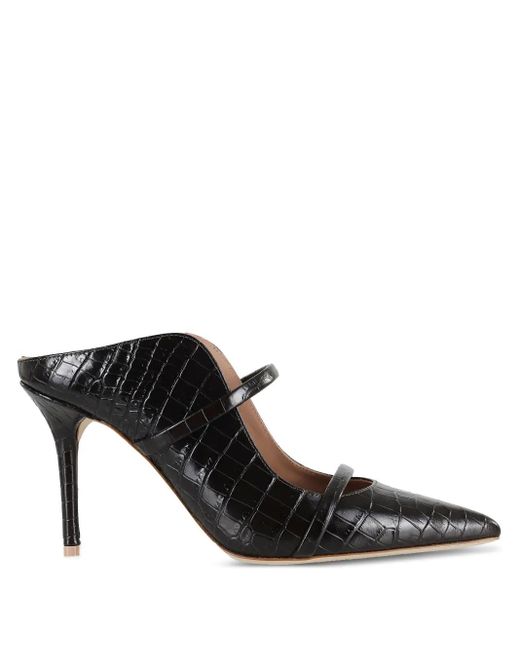 Malone Souliers Maureen 85mm クロコパターンミュール Black