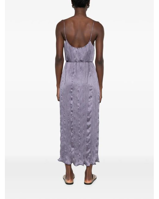 Posse Purple Esme Crinkled Slip Midi Dress