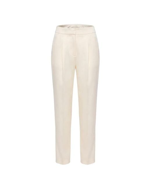 Elie Saab White Satin-Finish Tailored Trousers