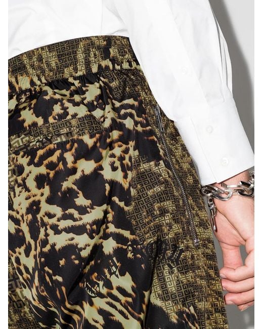 Givenchy Green 4G Animal-Print Track Pants for men