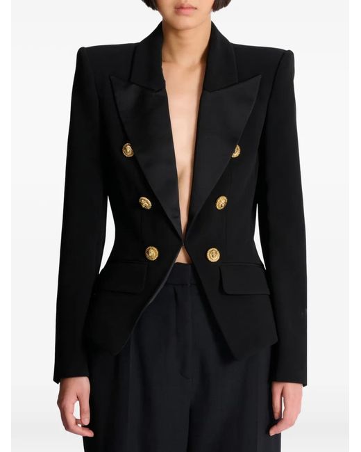 Balmain Jassen ,Zwart ,Leer Jasje Met 6 Knopen in het Black