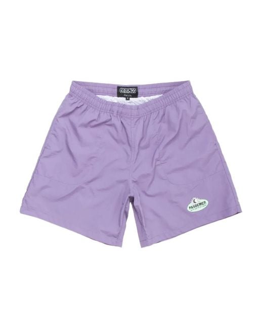 PAS DE MER Purple Logo-Patch Swim Shorts for men