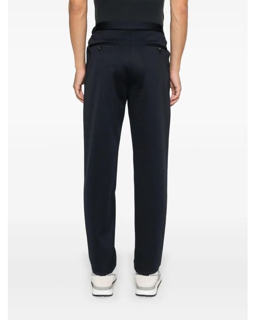 Emporio Armani Blue Pleat-Detail Trousers for men