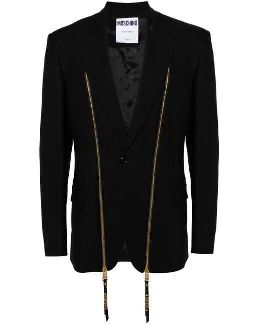 Moschino Black Decorative-zips Single-breasted Blazer for men
