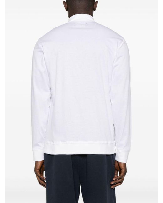 Kiton White Zip-up Cotton Sweatshirt for men