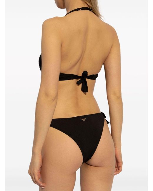 Emporio Armani Black Logo-print Bandeau Bikini