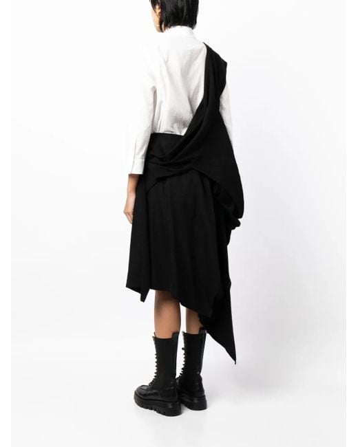 Yohji Yamamoto Black Asymmetric-Design Cotton Dress