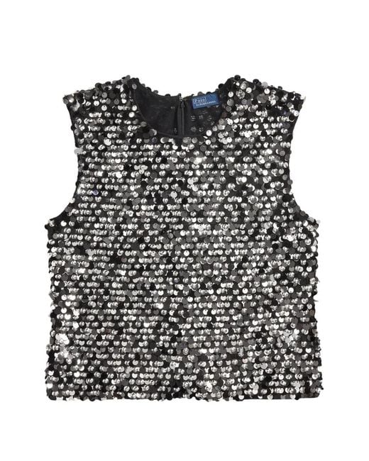 Polo Ralph Lauren Black Sequin-Embellished Tank Top