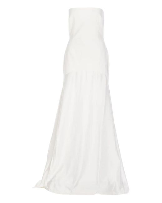 Solace London White Alessandra Strapless Mermaid Maxi Dress