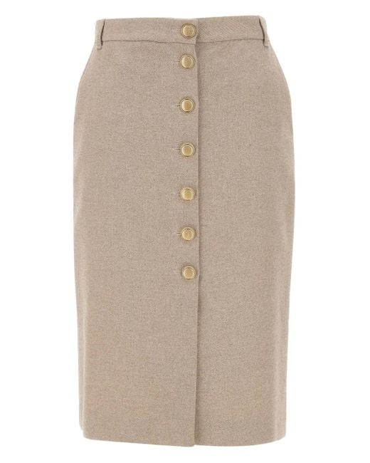 Marella Midi-Rok Met Knopen Aan De Voorkant in het Natural